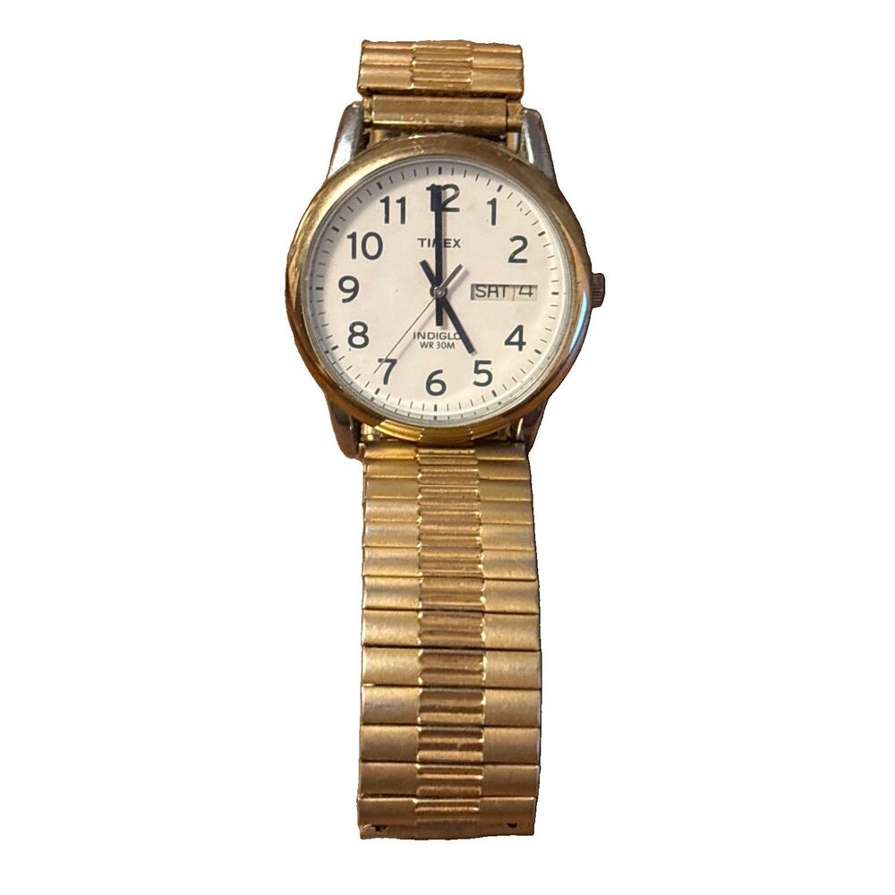 Men’s Timex Vintage 1990s Quartz Analog Two-Tone Expansion Band Watch FOR PARTS